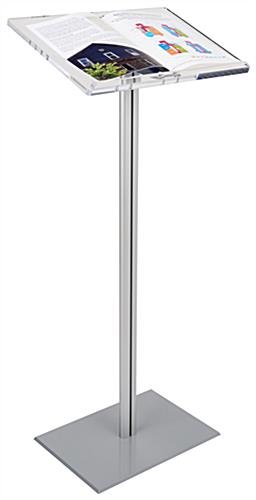 Acrylic Podium for Floor, Aluminum Pole & Base - Clear & Silver