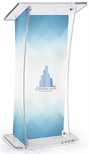 Acrylic Podium for Floor with Custom UV Printing, Easy Assembly - Frosted