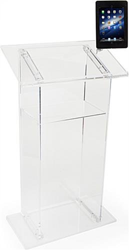 Acrylic Podium with iPad Enclosure Clamp - Clear