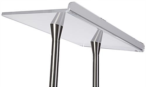 Acrylic Podium with Steel Poles, Clear Top Surface - Silver - Image 3