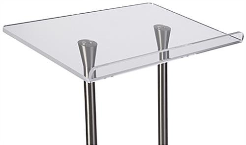 Acrylic Podium with Steel Poles, Clear Top Surface - Silver - Image 4