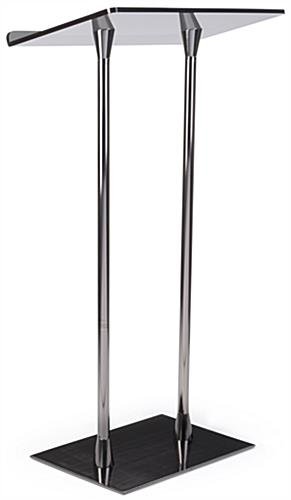 Acrylic Podium with Steel Poles, Smoked Gray Top Surface - Black