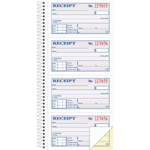 Adams Carbonless 2-Part Receipt Book, Numbered, 2-3/4" x 4-3/4", 200 Sets, 2 Books