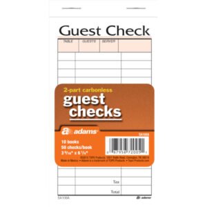 Adams Numbered Guest Checks, 3-5/16" x 6-1/4", 10 ct