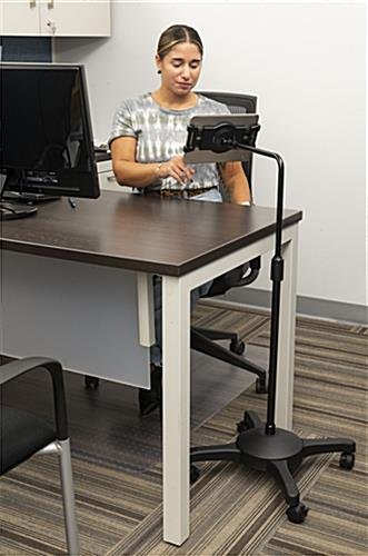 Adjustable Floor Stand with Wheels, L-Arm - Black - Image 4