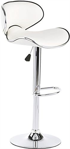 Adjustable Height Stool w/ Leatherette Seat, 360 Degree Swivel, Backrest - White