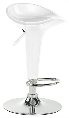 Adjustable Height Stool with 360 Degree Swivel, Backless, Footrest - White - Image 2