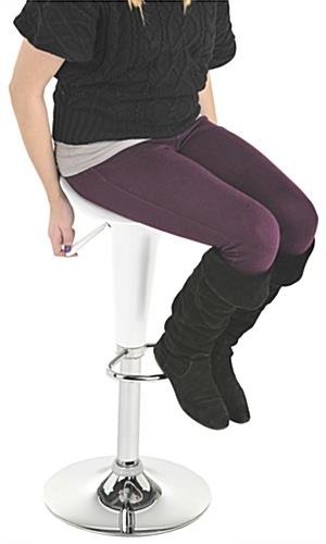 Adjustable Height Stool with 360 Degree Swivel, Backless, Footrest - White - Image 3