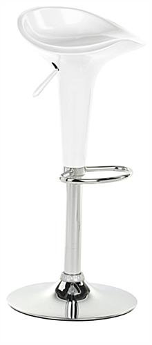 Adjustable Height Stool with 360 Degree Swivel, Backless, Footrest - White