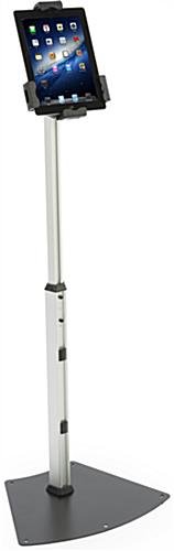Adjustable iPad Floor Stand, Laptop Lock w/ Exposed Home Button – Black & Silver - Image 4