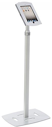 Adjustable iPad Floor Stand, Locking Enclosure w/ Exposed Home, CC Reader Compatible
