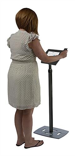 Adjustable iPad Floor Stand, Locking Enclosure w/ Exposed Home, CC Reader Compatible - Image 3
