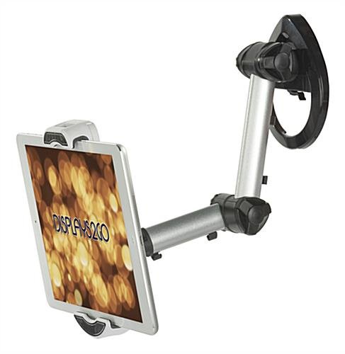 Adjustable iPad Holder w/ Table Clamp & Wall Mount Base, Rotating & Tilting - Silver - Image 4