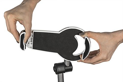 Adjustable iPad Holder w/ Table Clamp & Wall Mount Base, Rotating & Tilting - Silver - Image 6