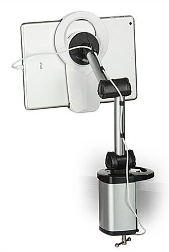 Adjustable iPad Holder w/ Table Clamp & Wall Mount Base, Rotating & Tilting - Silver - Image 7