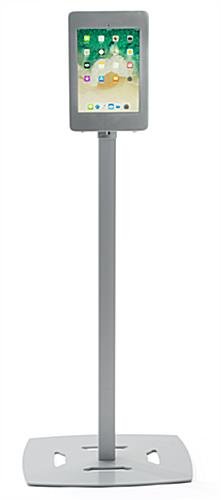 Adjustable iPad Pro 10.5” Floor Stand, Locking w/ Covered Home Button - Silver - Image 3