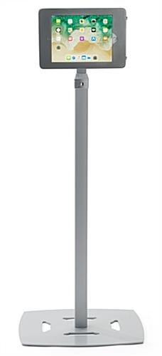 Adjustable iPad Pro 10.5” Floor Stand, Locking w/ Exposed Home Button - Silver - Image 4