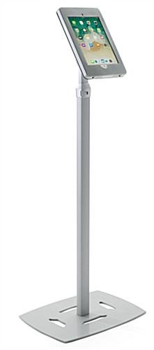 Adjustable iPad Pro 10.5” Floor Stand, Locking w/ Exposed Home Button - Silver