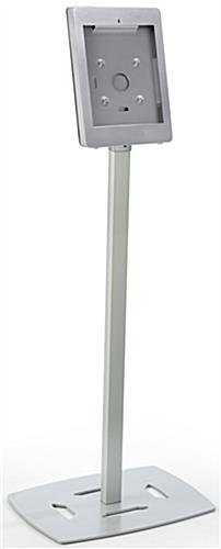 Adjustable iPad Pro Floor Stand, Locking Enclosure w/ Covered Home Button - Silver - Image 2