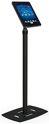 Adjustable iPad Pro Floor Stand, Locking Enclosure w/ Exposed Home Button - Black