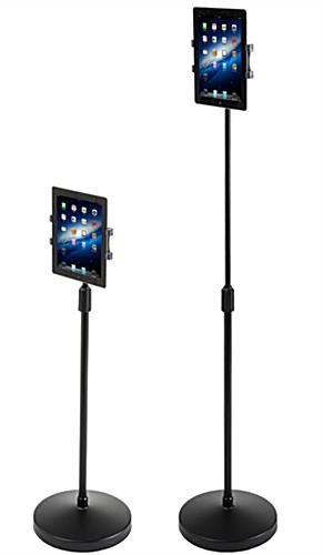 Adjustable iPad Tablet Floor Stand, Tilting & Rotating Bracket - Black - Image 2