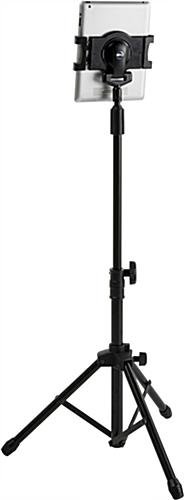 Adjustable iPad Tablet Tripod Floor Stand, with Tilting & Rotating Bracket - Black