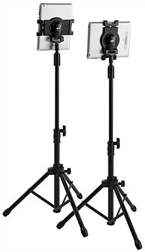Adjustable iPad Tablet Tripod Floor Stand, with Tilting & Rotating Bracket - Black - Image 3