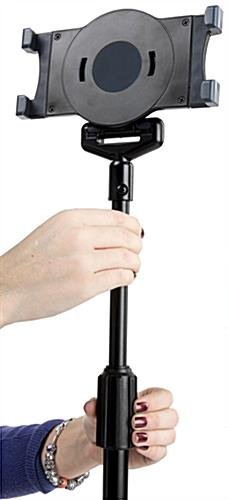 Adjustable iPad Tablet Tripod Floor Stand, with Tilting & Rotating Bracket - Black - Image 6