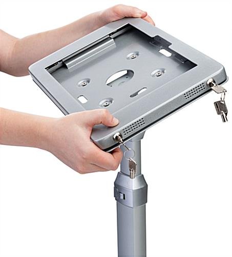 Adjustable Microsoft Surface Floor Stand, Locking Enclosure - Silver - Image 6