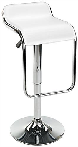 Adjustable Stool w/ Leatherette Seat, 360 Degree Swivel, Lip Back, Footrest - White