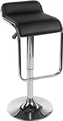Adjustable Stool w/ Leatherette Seat, 360 Degree Swivel, Lip Back. Footrest - Black