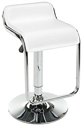 Adjustable Stool w/ Leatherette Seat, 360 Degree Swivel, Lip Back, Footrest - White - Image 2