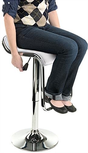 Adjustable Stool w/ Leatherette Seat, 360 Degree Swivel, Lip Back, Footrest - White - Image 4