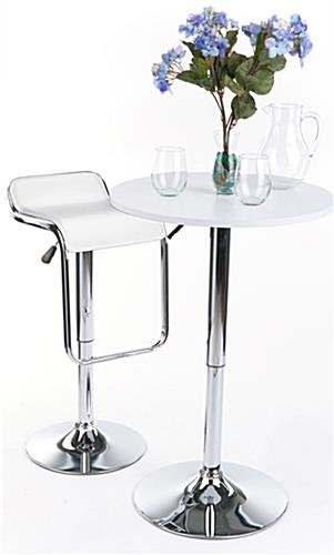 Adjustable Stool w/ Leatherette Seat, 360 Degree Swivel, Lip Back, Footrest - White - Image 5