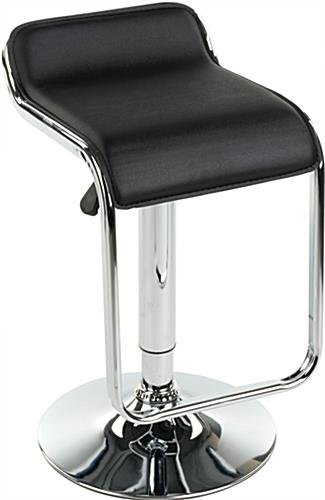 Adjustable Stool w/ Leatherette Seat, 360 Degree Swivel, Lip Back. Footrest - Black - Image 2