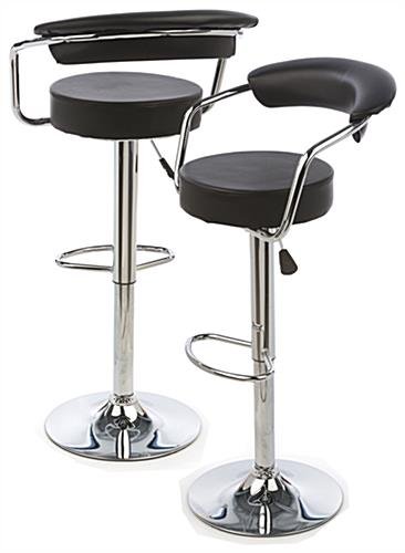 Adjustable Stool w/ Leatherette Seat, 360° Swivel, Backrest, Set of 2 - Black