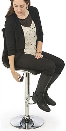 Adjustable Stool w/ Leatherette Seat, 360° Swivel, Backrest, Set of 2 - Black - Image 6