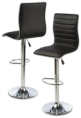 Adjustable Stool w/ Leatherette Seat, 360° Swivel, Backrest, Set of 2 - Black
