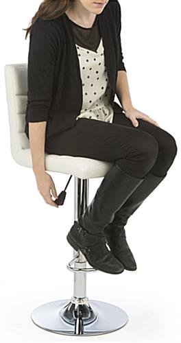 Adjustable Stool w/ Leatherette Seat, 360° Swivel, Backrest, Set of 2 - White - Image 6