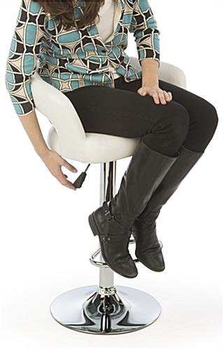 Adjustable Stool w/ Leathette Seat, 360° Swivel, Backrest, Armrests, Set of 2 - White - Image 6