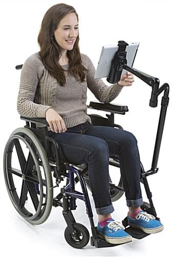Adjustable Tablet Mount with Clamp for Wheelchair, Rotating & Tilting - Black - Image 5