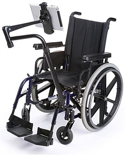 Adjustable Tablet Mount with Clamp for Wheelchair, Rotating & Tilting - Black
