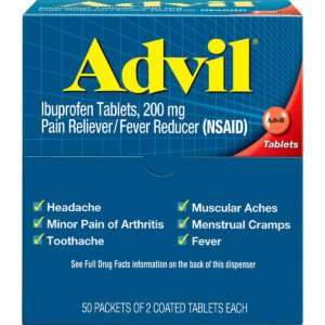 Advil Ibuprofen, 200mg, 50 Packets of 2 Coated Tablets