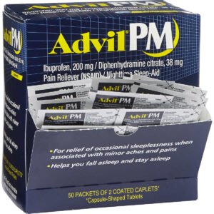 Advil PM Ibuprofen Caplets, Dispenser Pack, 2 Caplets, 50 ct