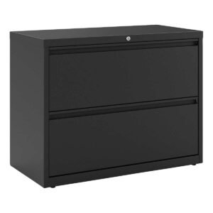 Alera Lateral 2-Drawer File Cabinet, 36"W x 18.63"D x 28"H, Black