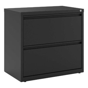 Alera Lateral 2-Drawer File Cabinet, Letter/Legal, 30"W x 18.63"D x 28"H, Black