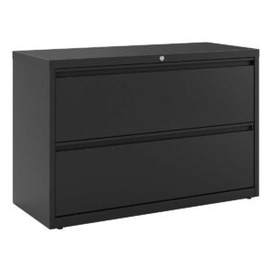 Alera Lateral 2-Drawer File Cabinet, Letter/Legal, 42"W x 18.63"D x 28"H, Black