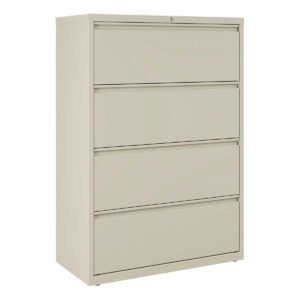 Alera Lateral 4-Drawer File Cabinet, Letter/Legal, 36"W x 18.63"D x 52.5"H, Putty