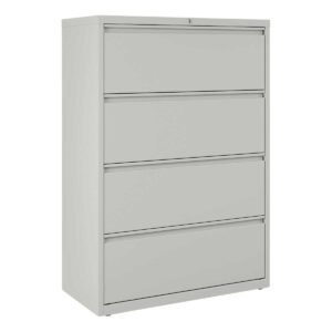 Alera Lateral 4-Drawer File Cabinet, Letter/Legal, 36"W x 18.63"D x 52.5"H, Light Gray
