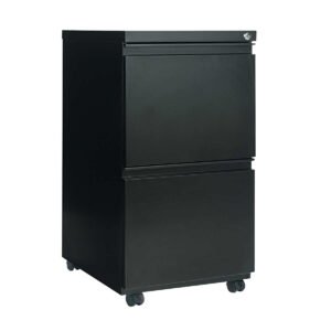 Alera Mobile 2-Drawer Pedestal File Cabinet, 14.96"W x 19.29"D x 27.75"H, Black